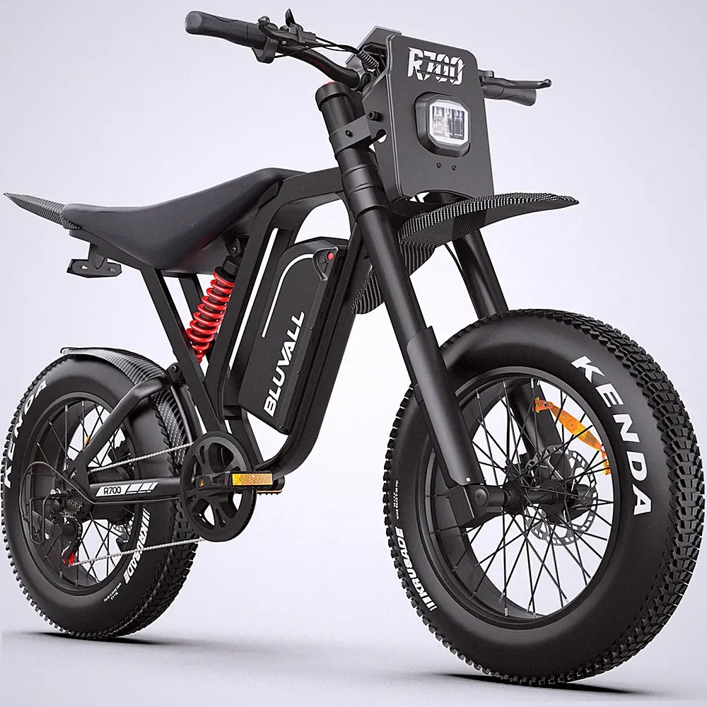 Bluvall 3000W 60V 25A 26" Fat Tires 35 MPH 7 Speed Electric Motorcycle for Adult